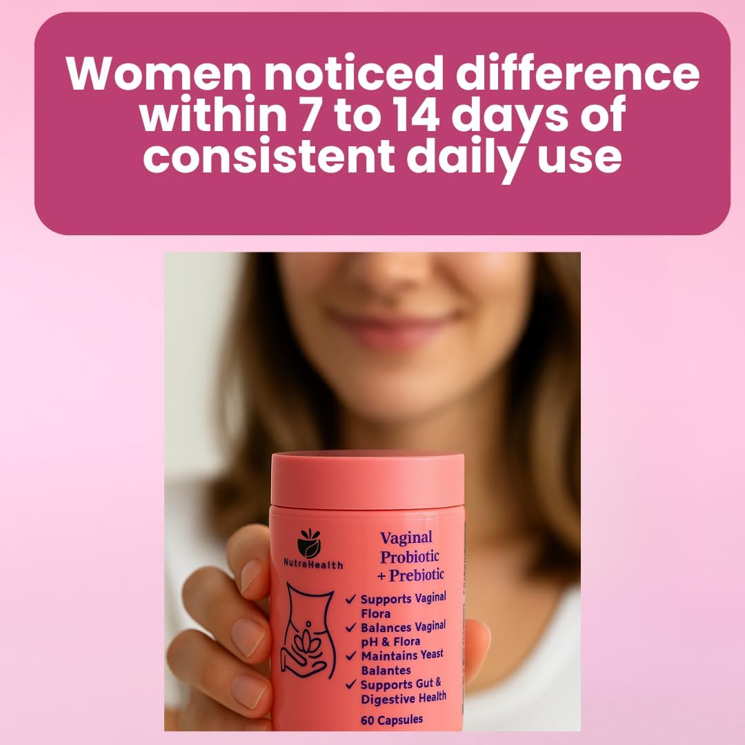 Vaginal Probiotic + Prebiotic for Women – Supports pH Balance, Yeast & Odor – with Lactobacillus rhamnosus, reuteri – Gut & Feminine Health – 60 Capsules