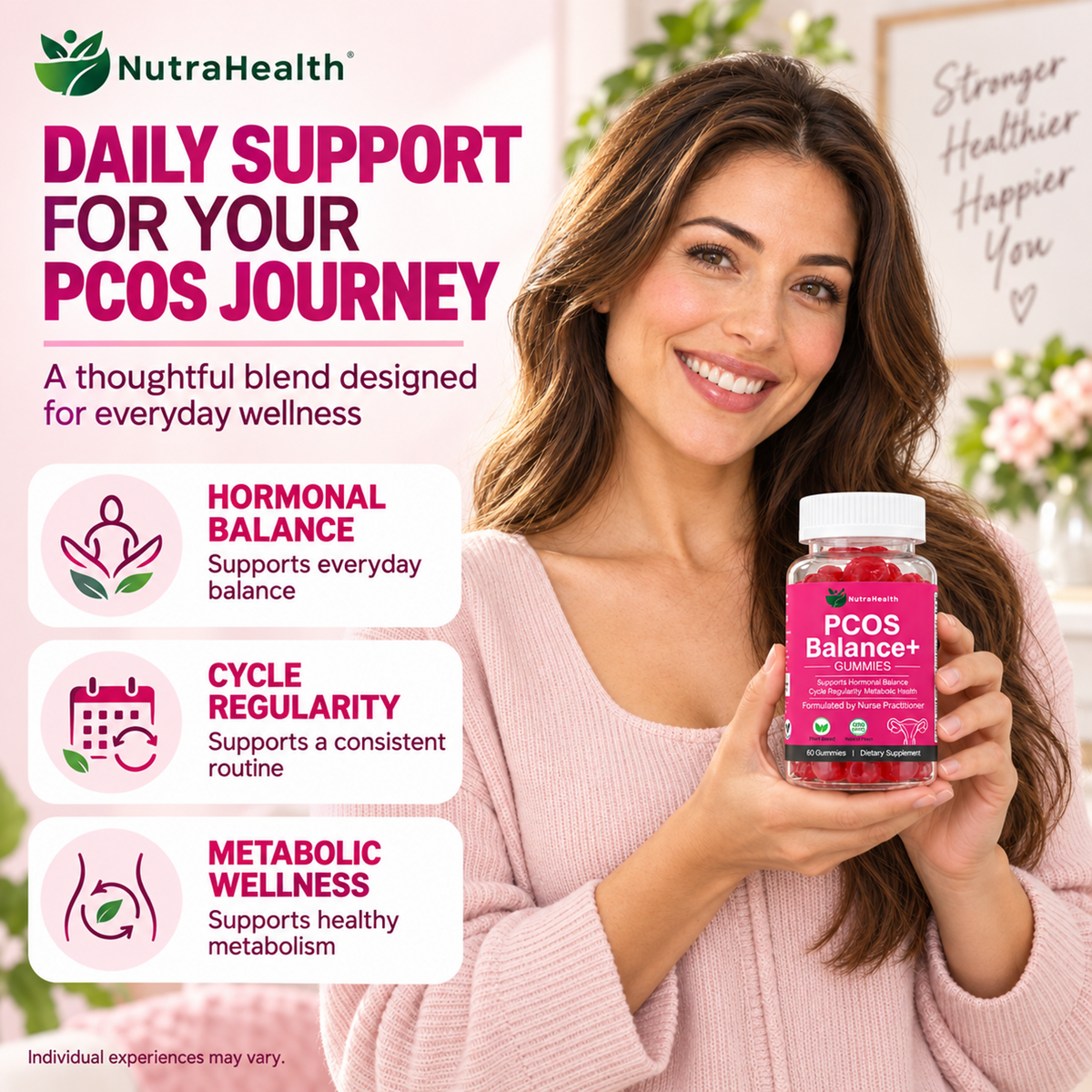 PCOS Balance+ Gummies with Myo-Inositol & D-Chiro-Inositol for Hormonal Support